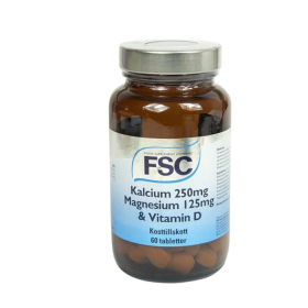 FSC Kalcium 250mg, Magnesium 125mg & Vitamin D 60 tabletter
